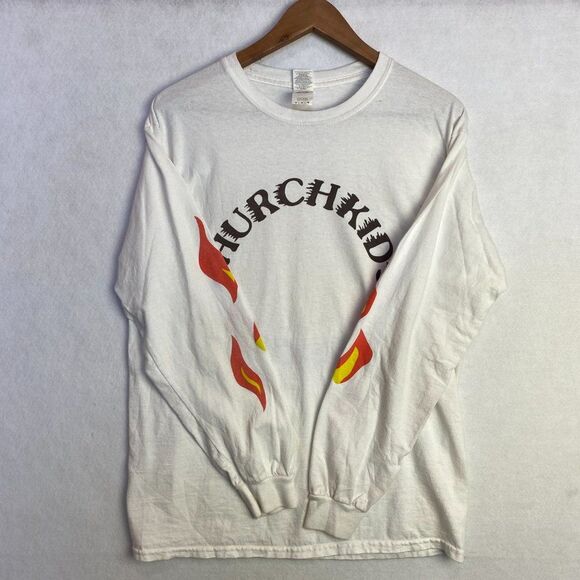 Gildan Church Kids Graphic Shirt Long Sleeve Crewneck White Yellow Size Medium - Picture 3 of 8
